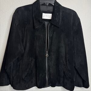 Lord & Taylor Sz Large Black Suede Leather Jacket Industrial